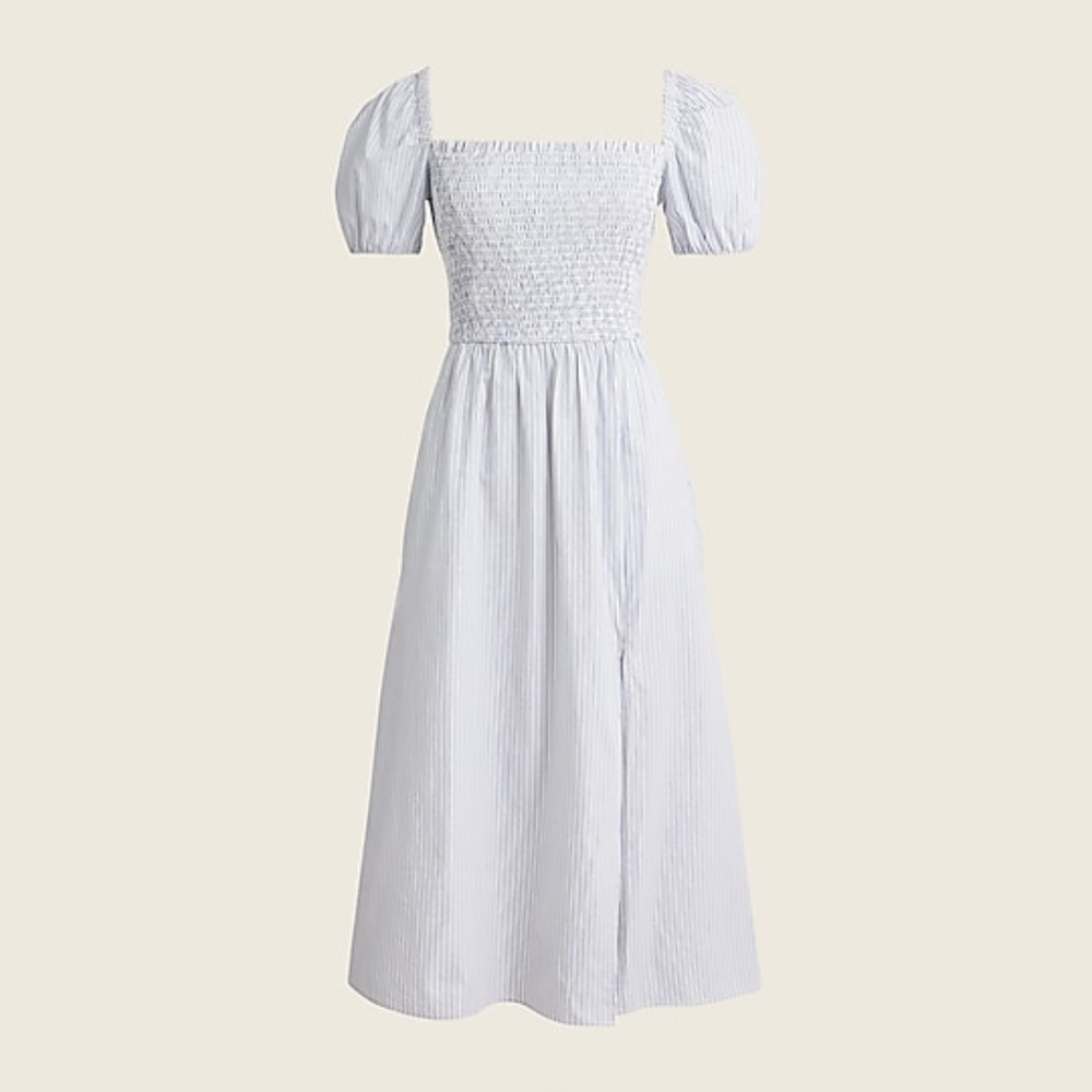 Short-sleeve smocked dress in stripe (screw)